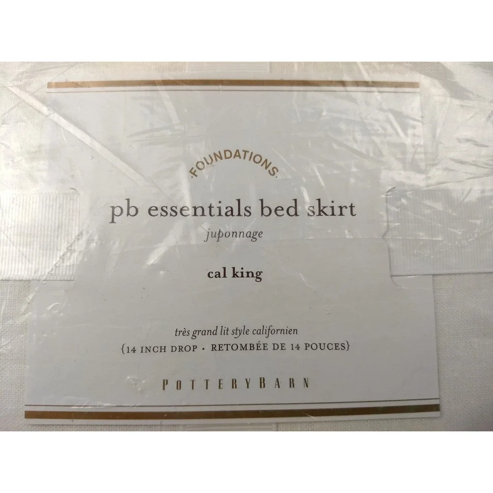 Pottery Barn Essentials Bed Skirt Cal King White Cotton Linen Blend 14